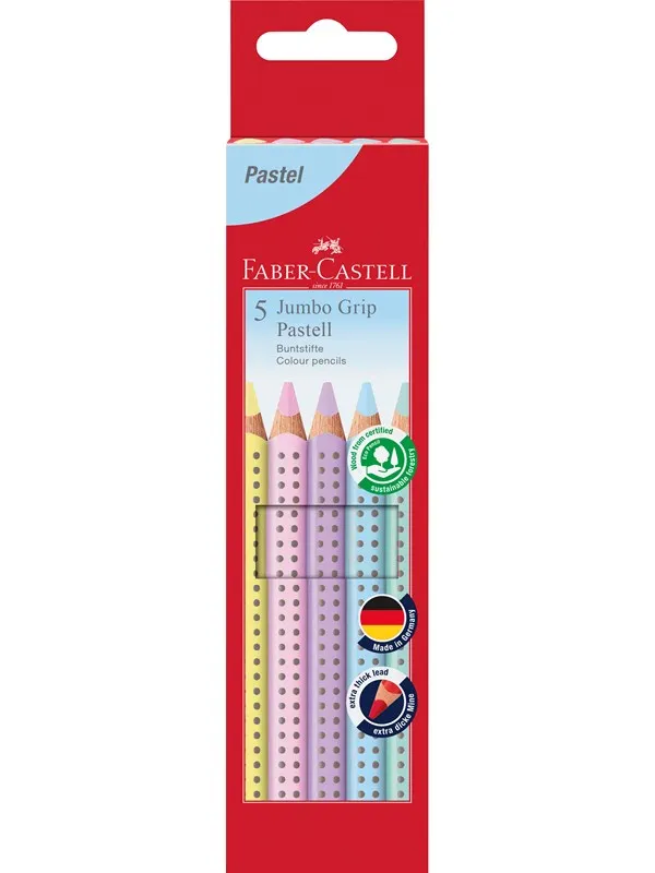 Faber-Castell Col. pencil Jumbo Grip Pastel box 5x