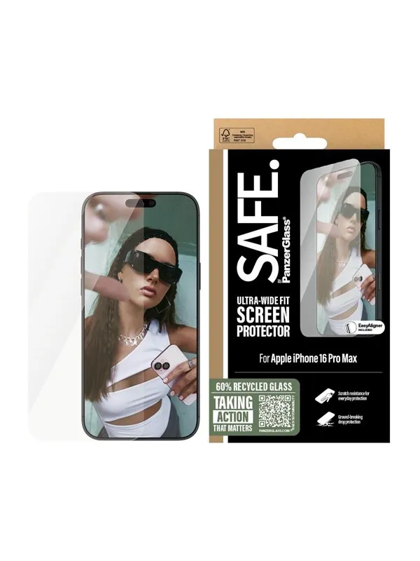 SAFE by PanzerGlass Screen Protector iPhone 16 Pro Max | Ultra-Wide Fit