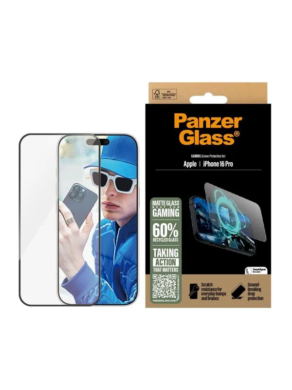 PanzerGlass Gaming Screen Protector iPhone 16 Pro  | Ultra-Wide Fit