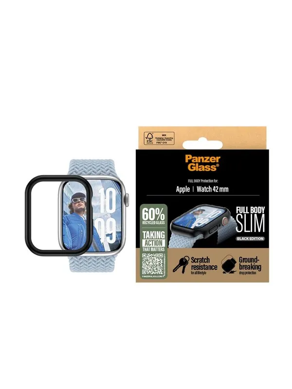 PanzerGlass Screen Protector Snappie Full Body Slim Black Apple Watch Series 10 | 42mm
