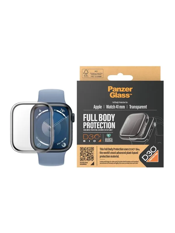PanzerGlass Screen Protector Full Body Apple Watch Series 9 with D3O | 41mm |Transparent