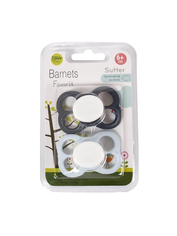 Barnets Favorit 2 pak luftsutter silikone 6+ mdr. - Navy/Lyseblå