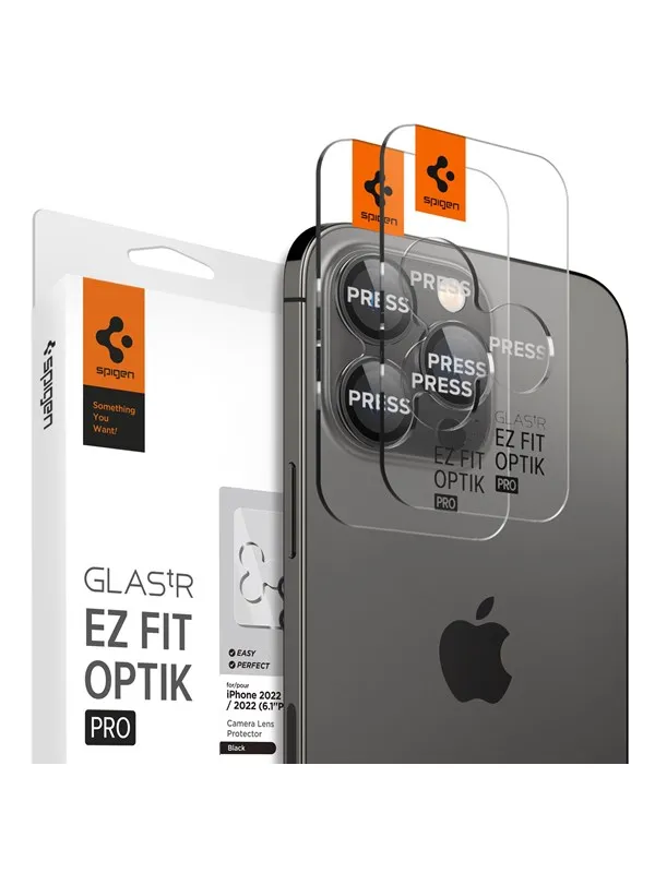 Spigen Glass tR EZ Fit Optik Pro 2 Pack - black - iPhone 17/16/15/14 Pro / 17/16/15/14 Pro Max