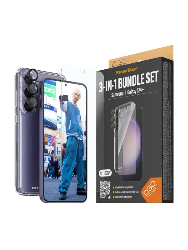PanzerGlass 3-in-1 Protection Pack Samsung Galaxy S24 Plus | Ultra-Wide Fit w. EasyAligner