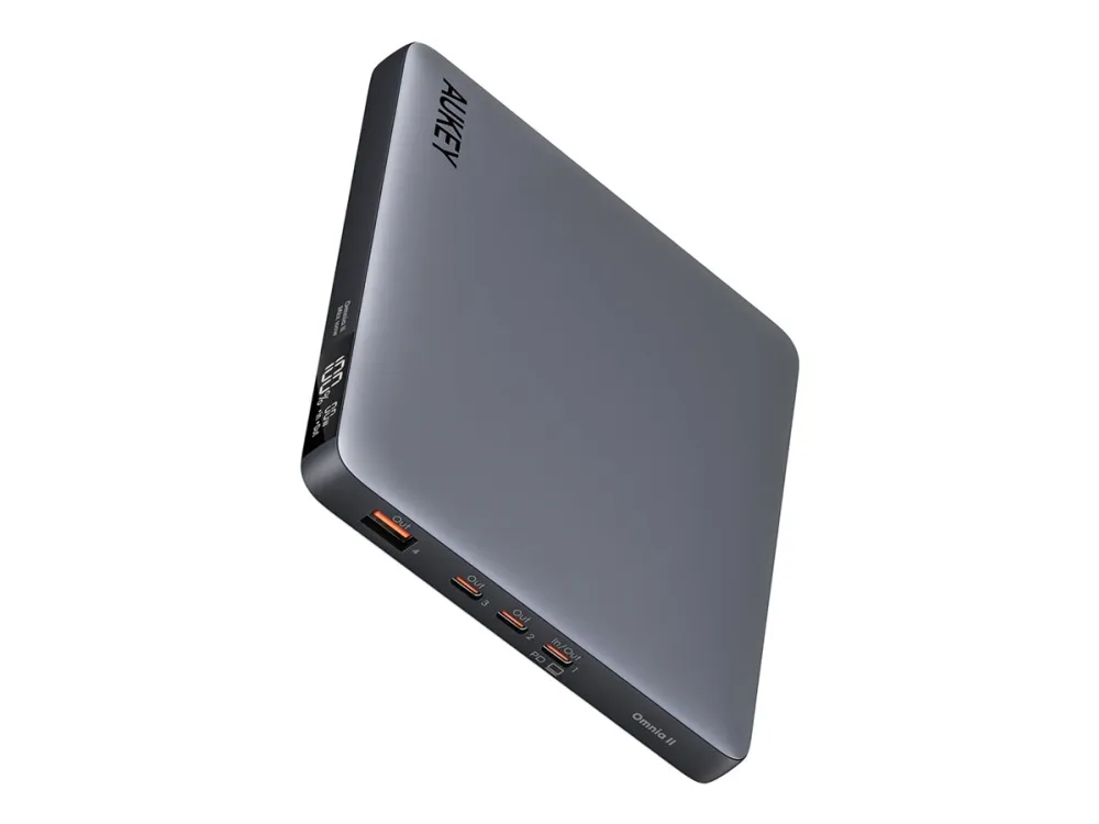 Aukey Powerbank 100W 20000mAh 3xUSB-C PD 3.0 Nødlader - Grey - 20000 mAh