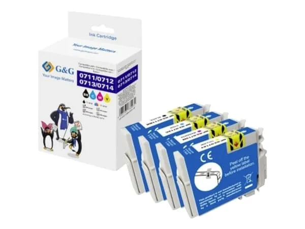 G&G NP-R2-0711-4, Svart, Cyan, Fiolblå, Gult, 11,4 ml, 34,2 ml, 4 stykker, 260 sider, Multipakke
