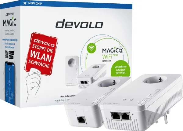 Devolo Magic 2 WiFi next Starter Kit, 2400 Mbit/s, IEEE 802.2x, IEEE 802.3ab, IEEE 802.3az, IEEE 802.3u, Gigabit Ethernet, 10,100,1000 Mbit/s, Wi-F...