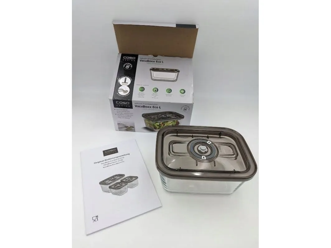Caso glass vakuumbeholder med plastlokk VacuBoxx Eco* L transparent