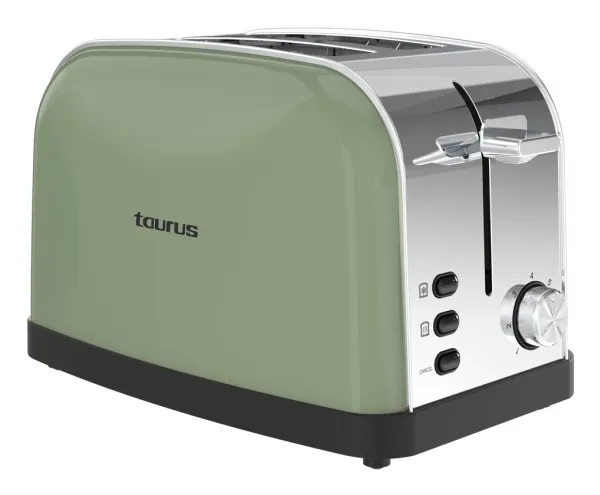 Taurus Vintage II, 2 skiver, Oliven, Rustfritt stål, Knapper, Rotasjon, 950 W, 3,5 cm