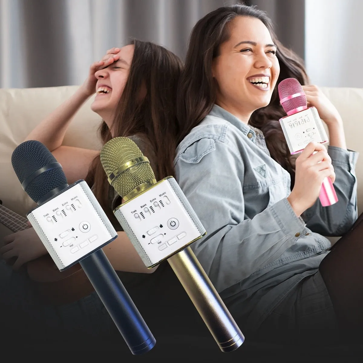 Karaokemikrofon med bluetooth og høyttaler