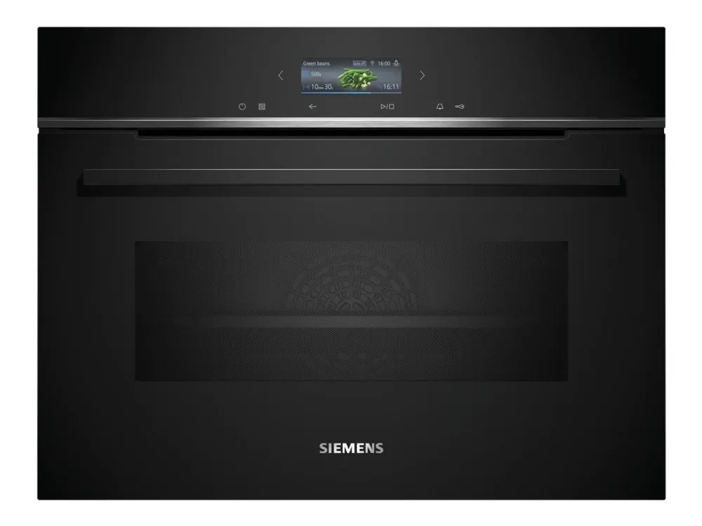 Siemens iQ700 CM724G1B1 - Kombinasjonsovn - innebygd - Wi-Fi - fordypning - bredde: 56 cm - dybde: 55 cm - høyde: 45 cm - med selvrens - svart