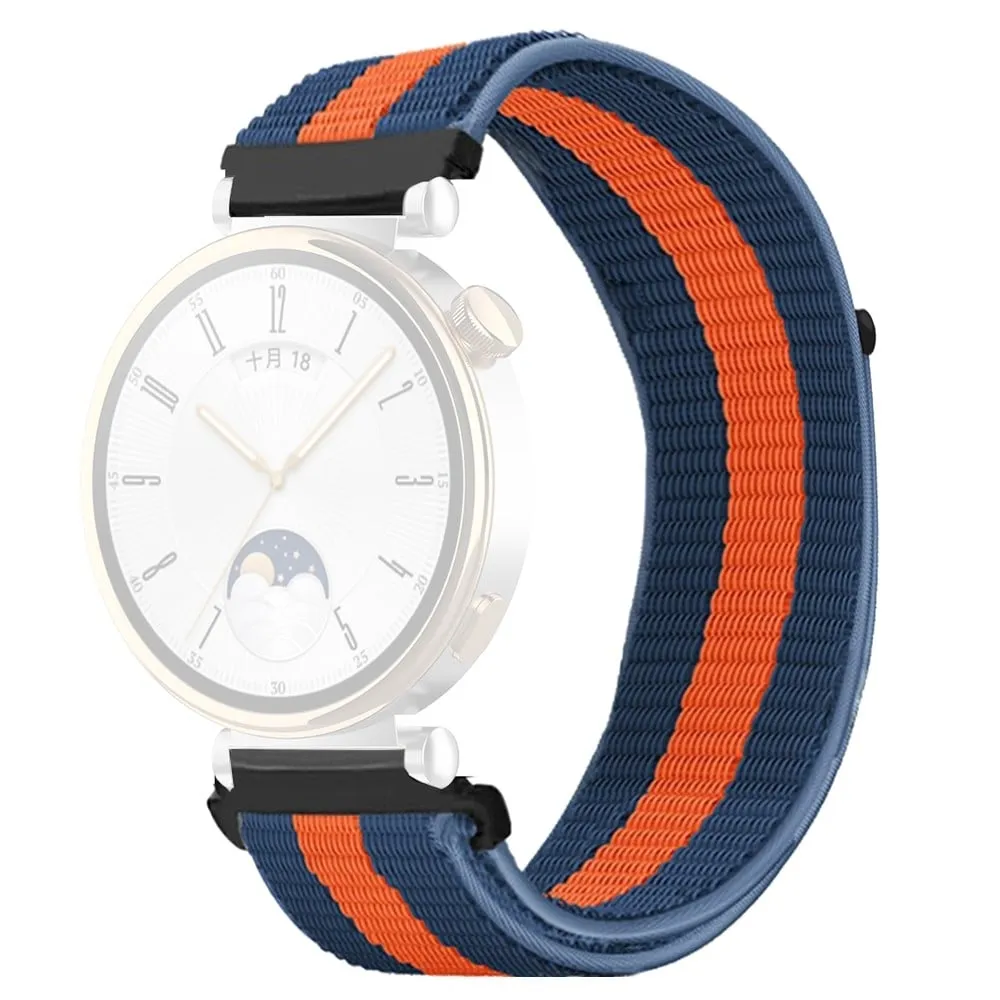 Huawei Watch GT 4 41mm / Garmin Venu 3S Watch Band 18mm Nylon Loop Justerbar håndleddsrem - Blå + Oransje + Blå