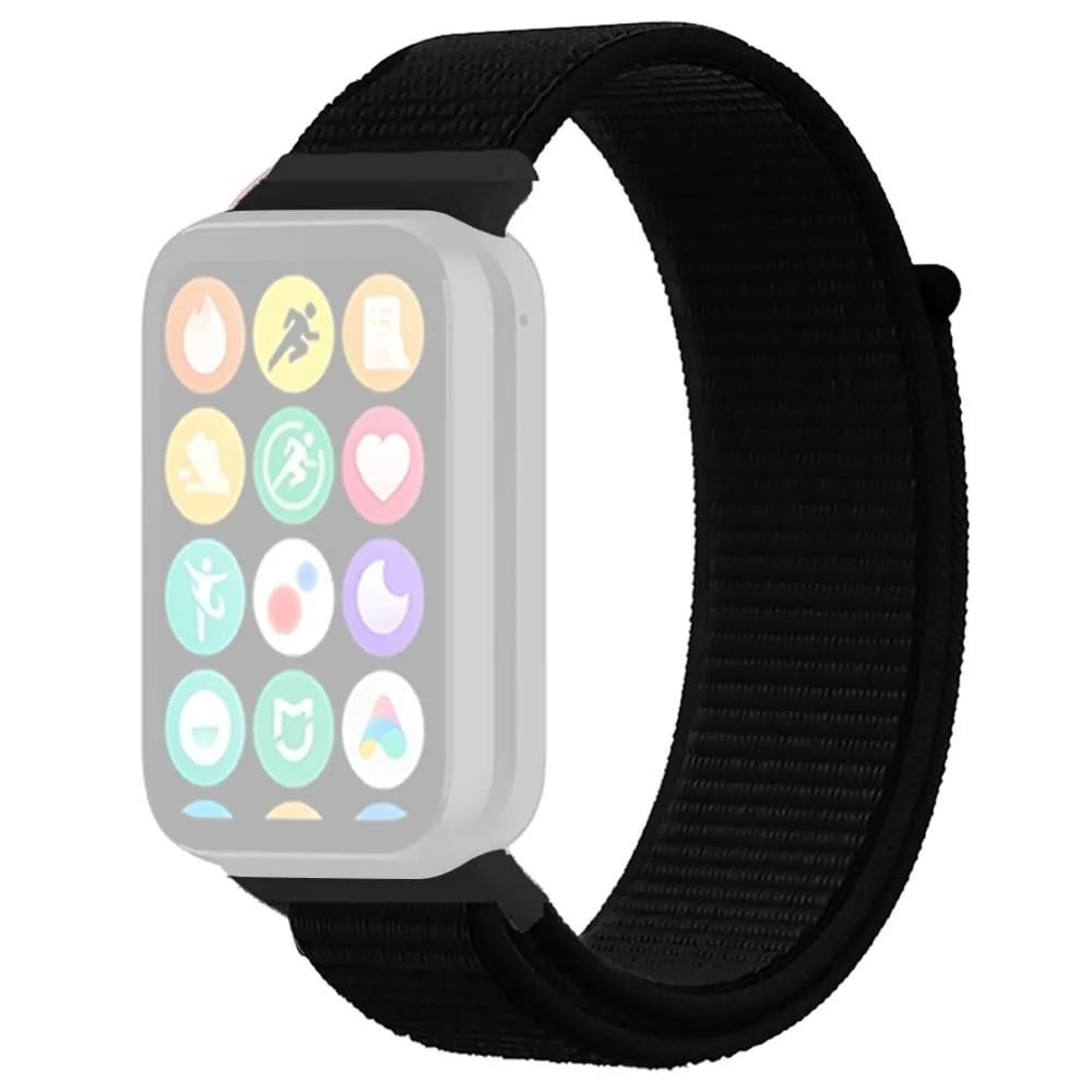 Xiaomi Smart Band 8 Pro / Redmi Watch 4 Nylon Loop Watch Band Pustende Sportsrem - Mørk Svart