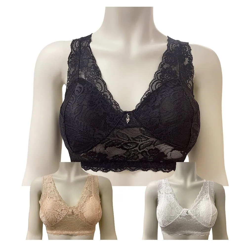 Lace Comfort-BH (3 stk. i 3 farger uten bøyle)