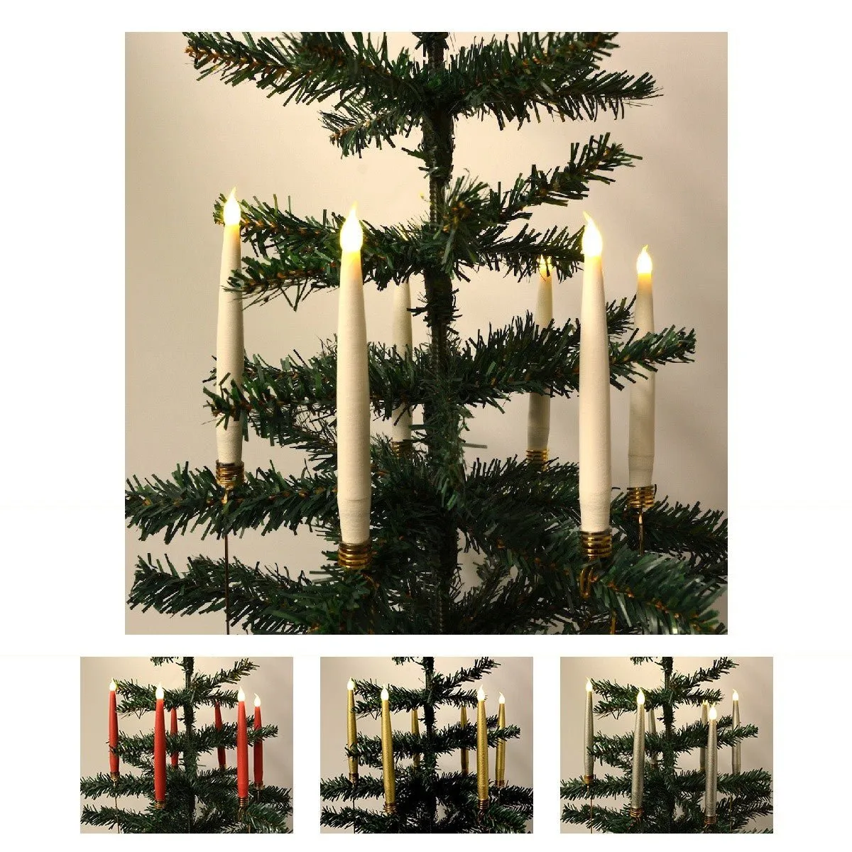 Juletrelys LED 10 stk. Trådløse inkl. Fjernkontroll &amp; Klemmer – passer til de fleste Georg Jensen lysholdere m.m.