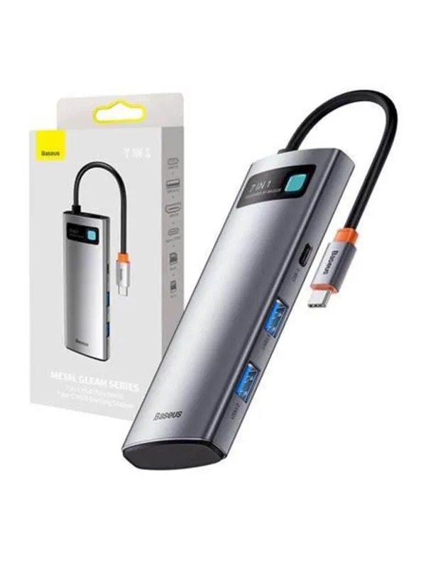 Baseus Hub-adapter 7-i-1 USB-C til 2x USB 3.0 + HDMI + USB-C PD USB-hub - USB 3.0 - 7 porter - Grå