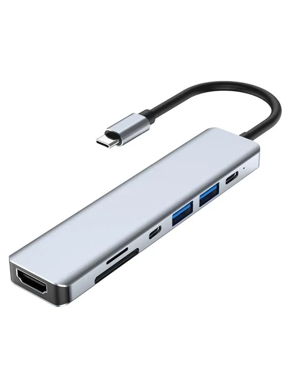 Lippa 7-in-1 87 W USB-C PD 4K HDMI Hub USB-hub - 7 porter