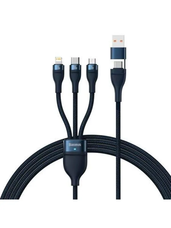 Baseus 3in1 USB cable  Flash Series 2 USB-C + micro USB + Lightning 100W 1.2m (blue)