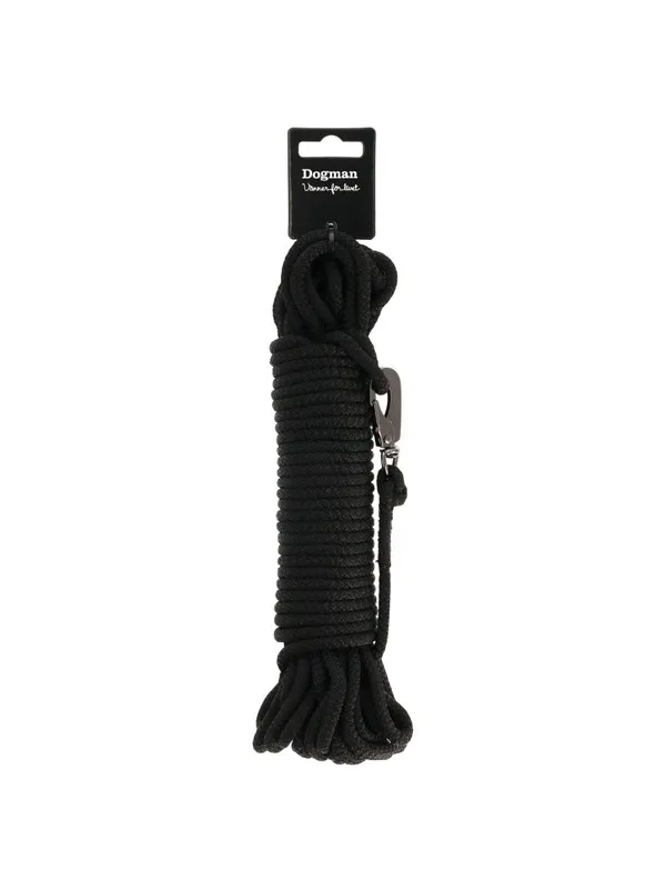 Dogman Iris flettet sporlina med karabinkrok Svart 6,5mm 15m