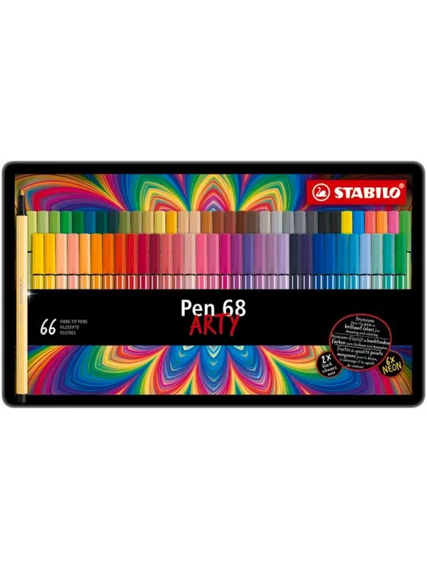 STABILO  Pen 68 Arty metal tin of 66 colors
