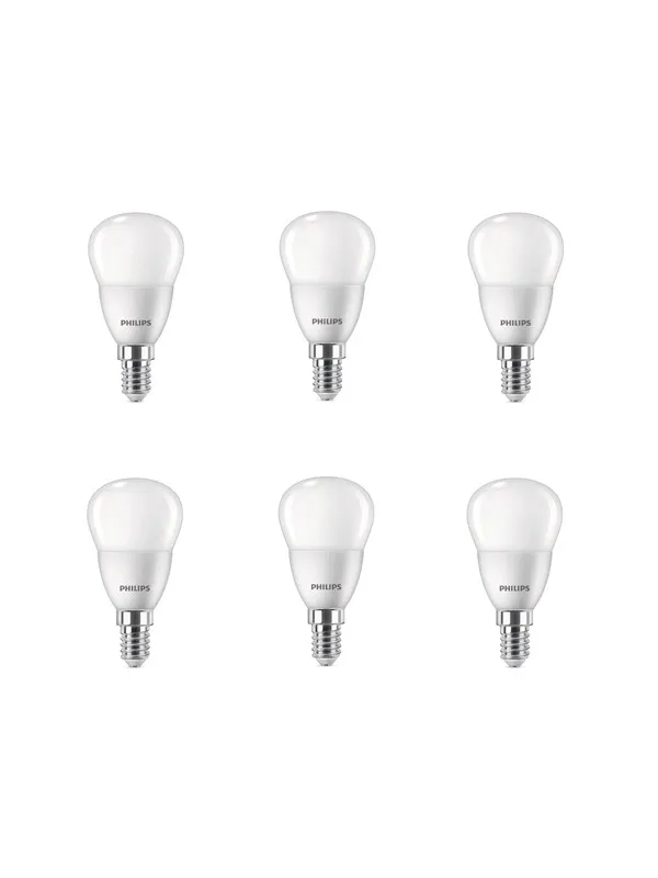 Philips LED-lyspære P45 4.9W/827 (40W) 6-pack E14