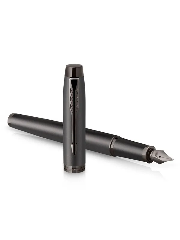 Parker IM Monochrome Fountain Pen | Gun Metal Finish and Trims | Medium Nib | Blue Ink | Gift Box