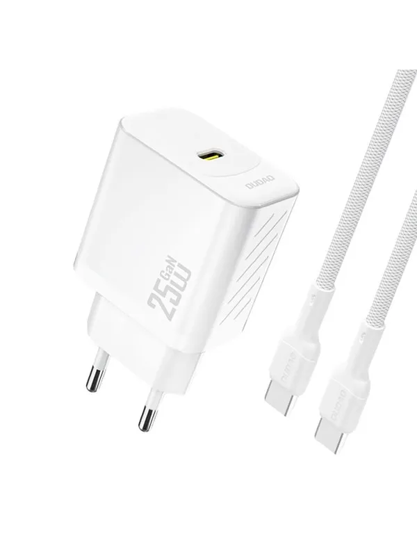 Dudao A27CEU PD 25W GaN SB-C AC Charger with USB-C Cable - White