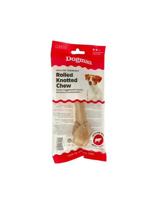 Dogman Rullet & Knyttet Råhud Tyggebein S 15cm