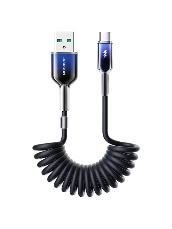 Joyroom S-A43 Crystal-Clear Series 3A USB-A - USB-C spiral cable 1.5m - black
