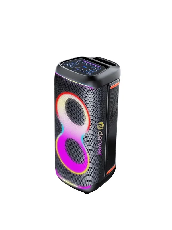 DENVER BPS-370 - Bluetooth Party Speaker with light function & 2 x 6.5" woofers - Black