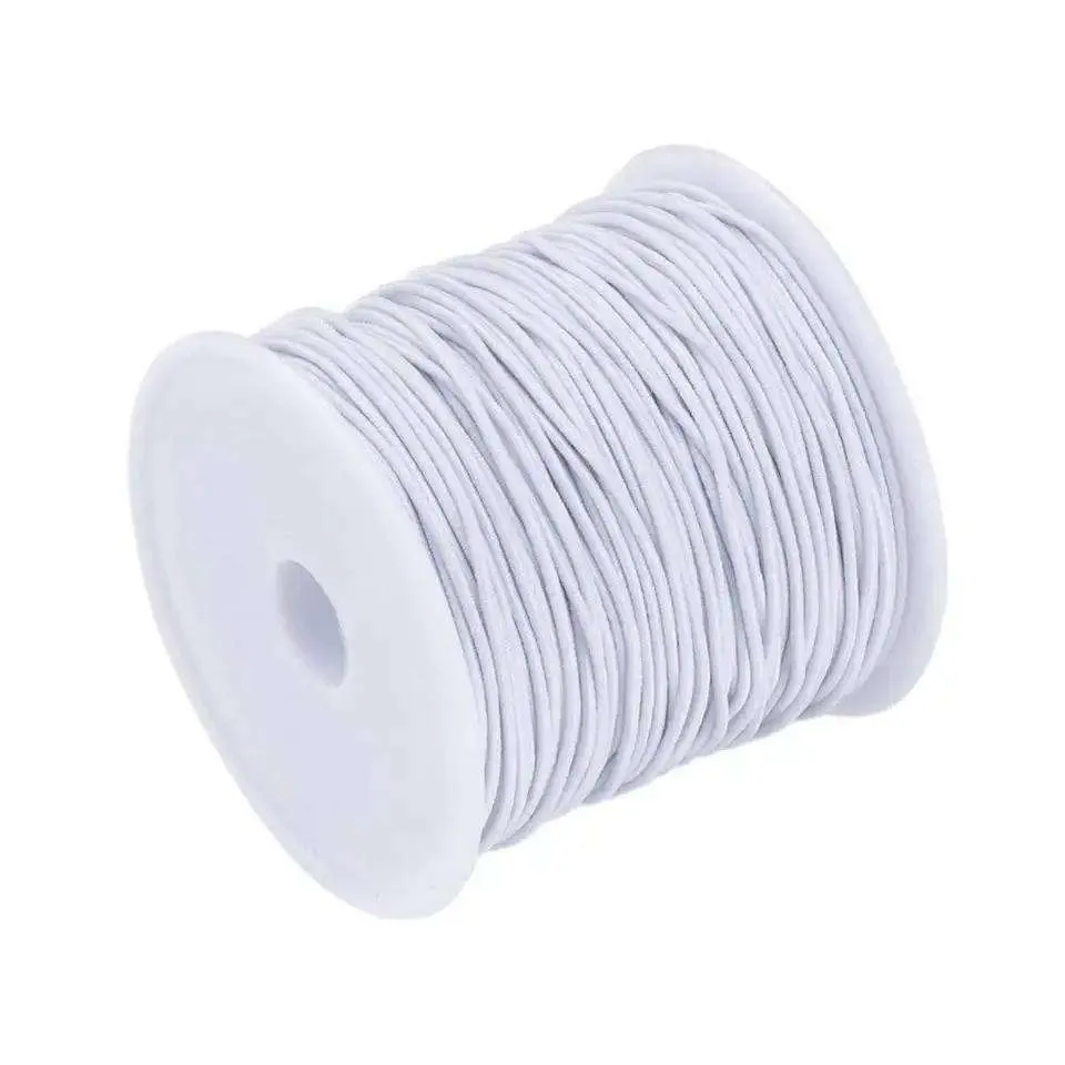 Hvit nylondekket elastisk tråd - Rull på 50 meter, 0,6 mm