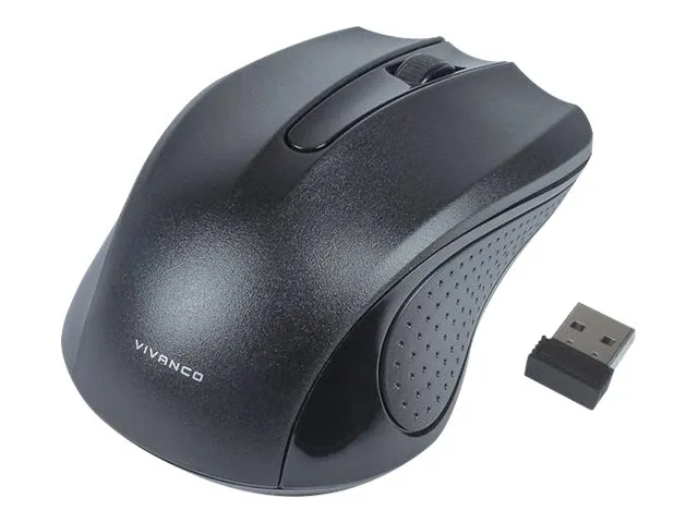 Vivanco IT-MS RF 1000 - Mus - høyre- og venstrehåndet - optisk - 3 knapper - trådløs - 2.4 GHz - USB trådløs mottaker - svart