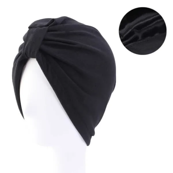 Sleeping cap satin turban - søvnhette en -størrelse svart
