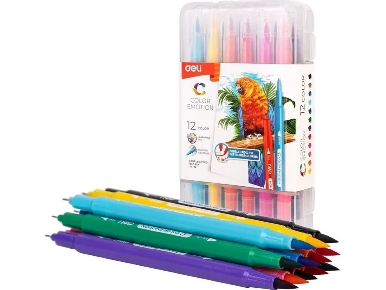 Color Emotio dobbeltsidige tusjer 12 farger DELI