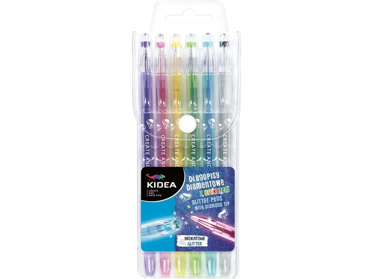 Derform diamantfargeblyanter med glitter, 6 farger KIDEA