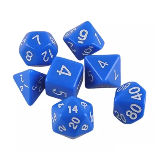 7-pakning terninger til Dungeons and Dragons (Blå)