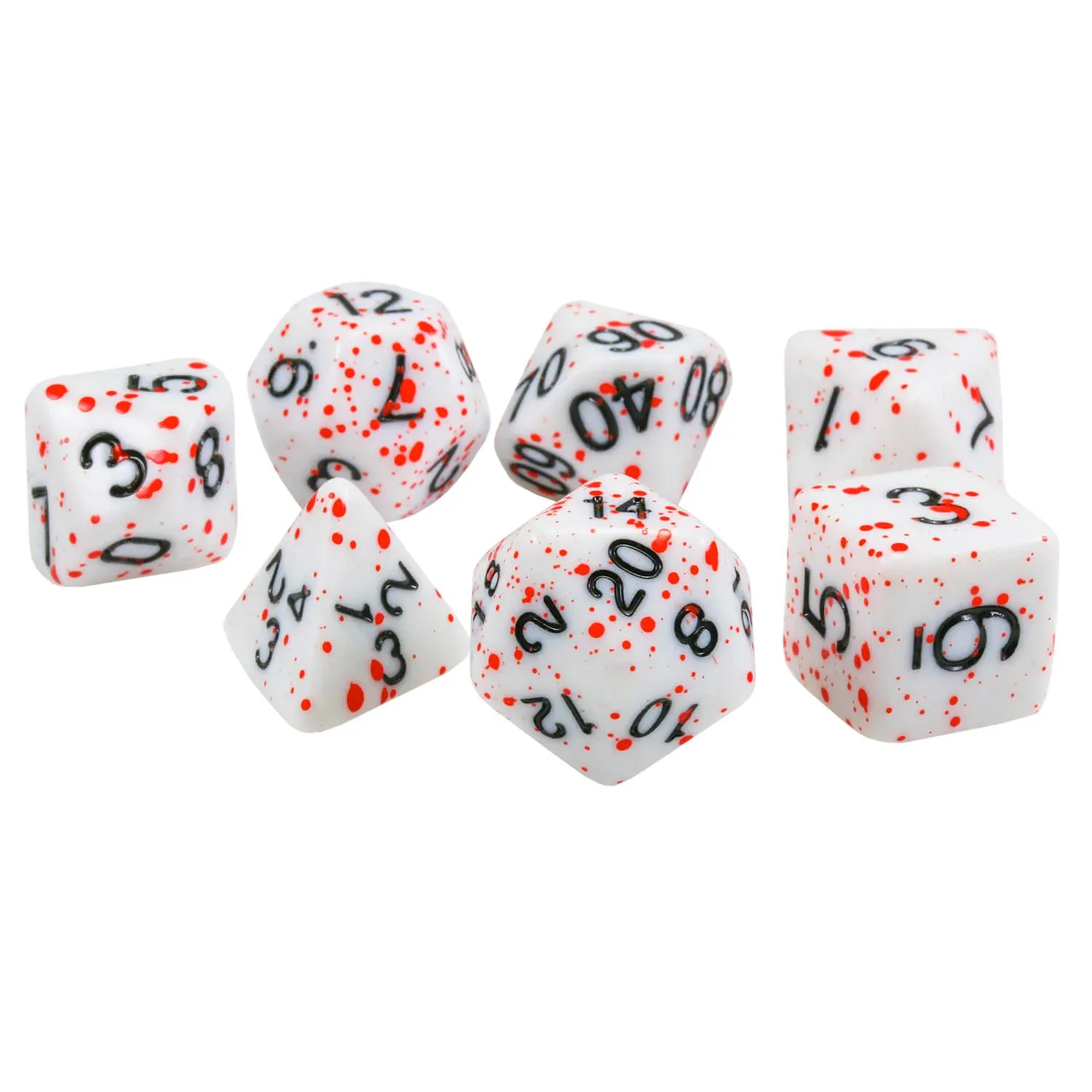7x Terninger for Dungeons & Dragons (DnD) - Hvit/Rød