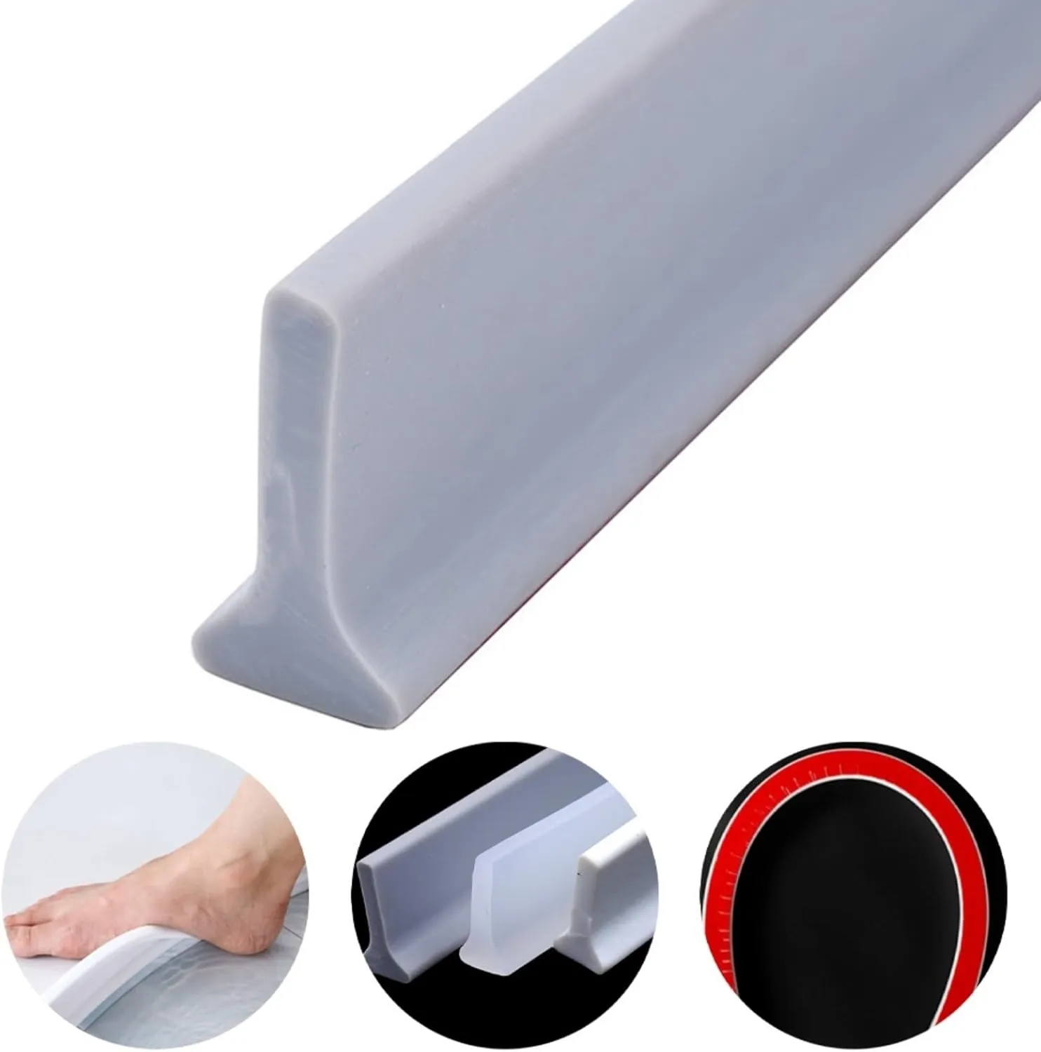 Dusjterskel / Vannbarriere - Selvheftende Dusjlist - 2m - Grey