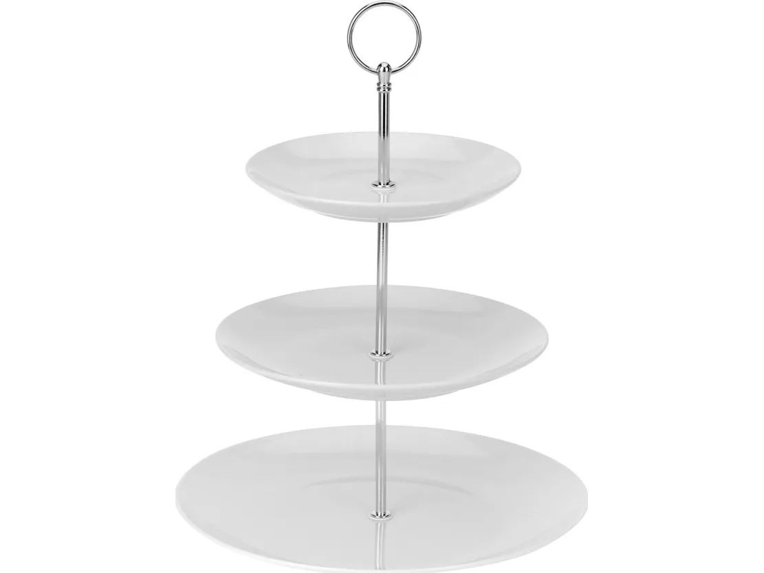3-lags kakefat Excellent Houseware KO-628900040, hvitt porselen