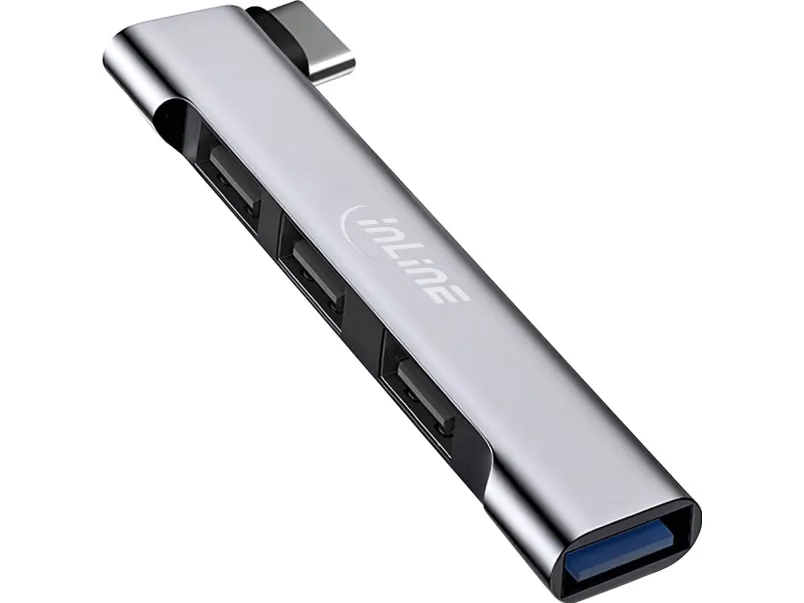 InLine® Slim USB-C Hub, 4-porter, USB 3.0 + 3x USB 2.0, slank design