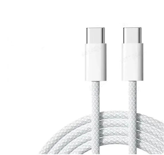 NÖRDIC 0,5m USB 2.0 USB-C til C-kabel for iPhone 15/15 Pro/15 Plus/15 Pro Max 2,4A 480Mbps 60W hvit