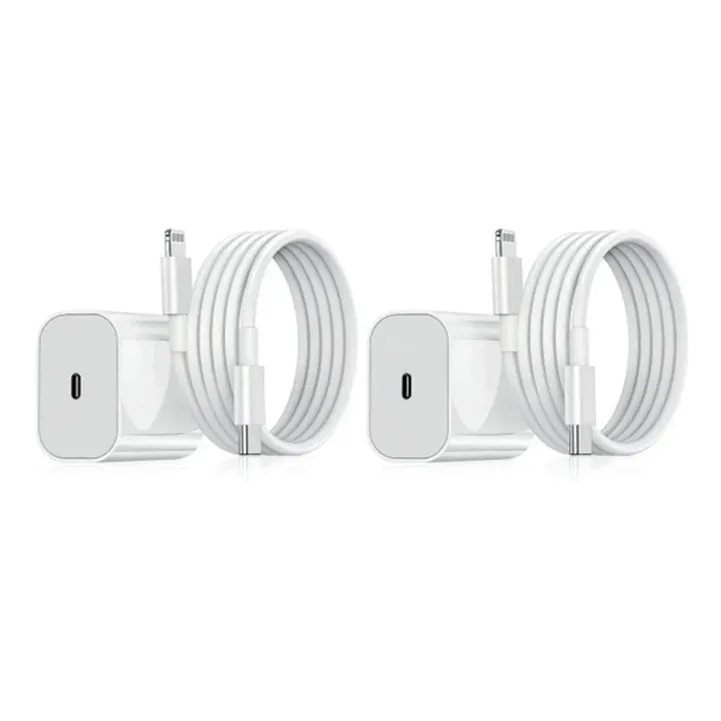 2-pakning - 20W USB-C PD hurtiglader for iPhone +2M kabel