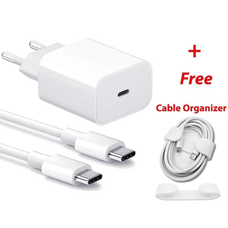 20W Lader for iPhone 15 + 1M kabel USB-C til USB-C