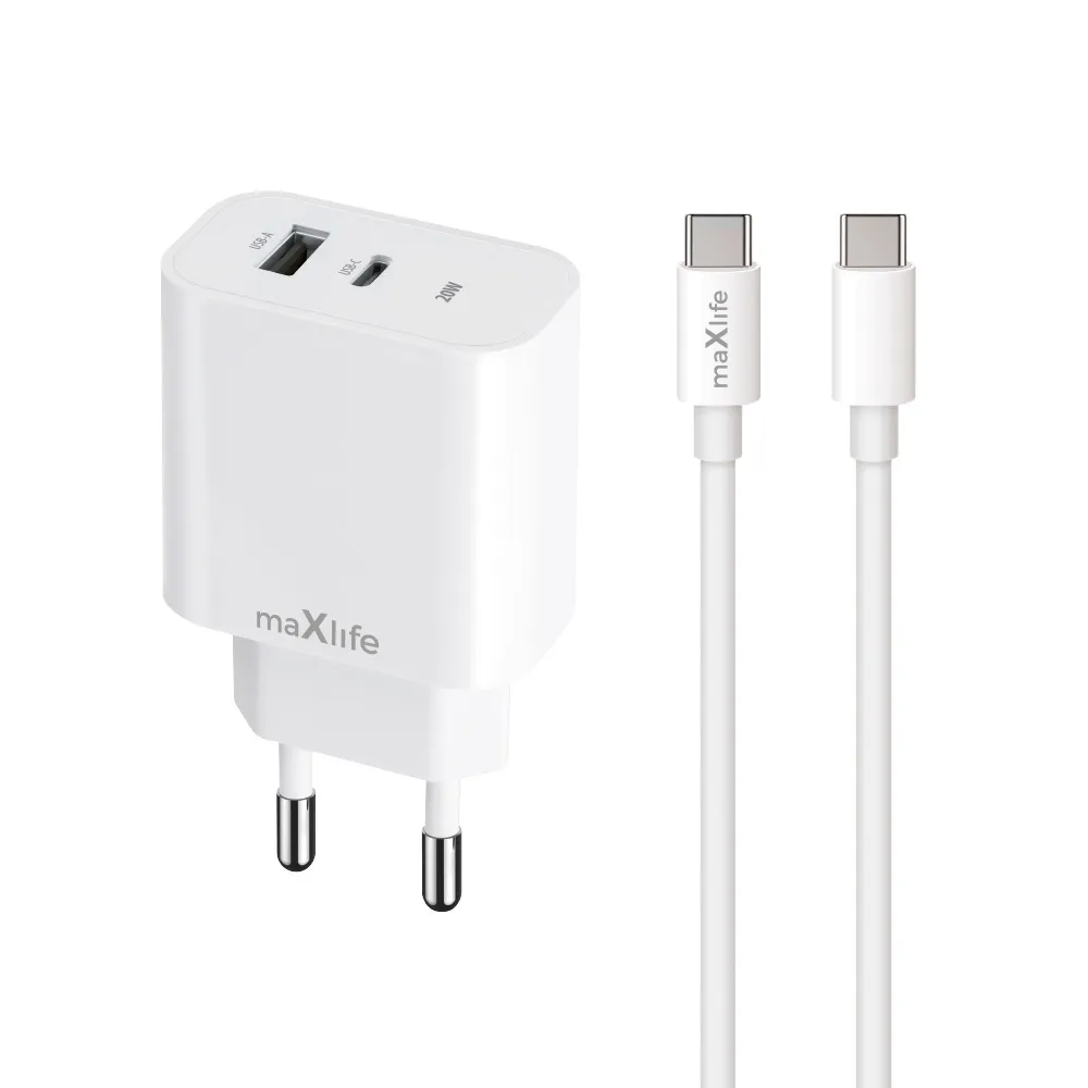 Hurtigoplader 20W USB-C til Iphone 15, 16, Samsung &amp; Google + kabel