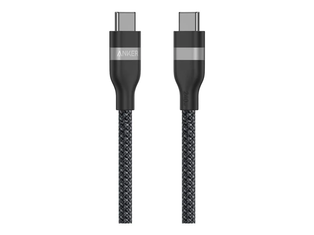 Anker - USB-kabel - USB-C (hann) til USB-C (hann) - 1.83 m - USB Power Delivery (240 W), braided, upcycled - svart