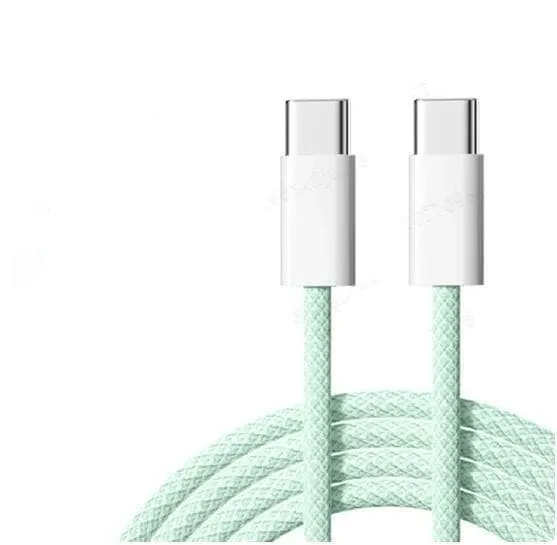 NÖRDIC 0,5m USB 2.0 USB-C til C-kabel for iPhone 15/15 Pro/15 Plus/15 Pro Max 3A 480Mbps 60W grønn
