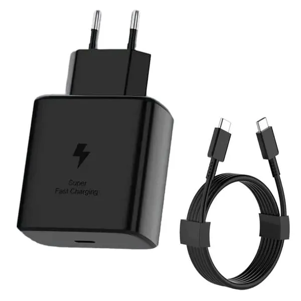 25W USB C Hurtiglader med 1m Type C-kabel – Kompatibel med Samsung Galaxy, iPhone og iPad (USB-C) Svart
