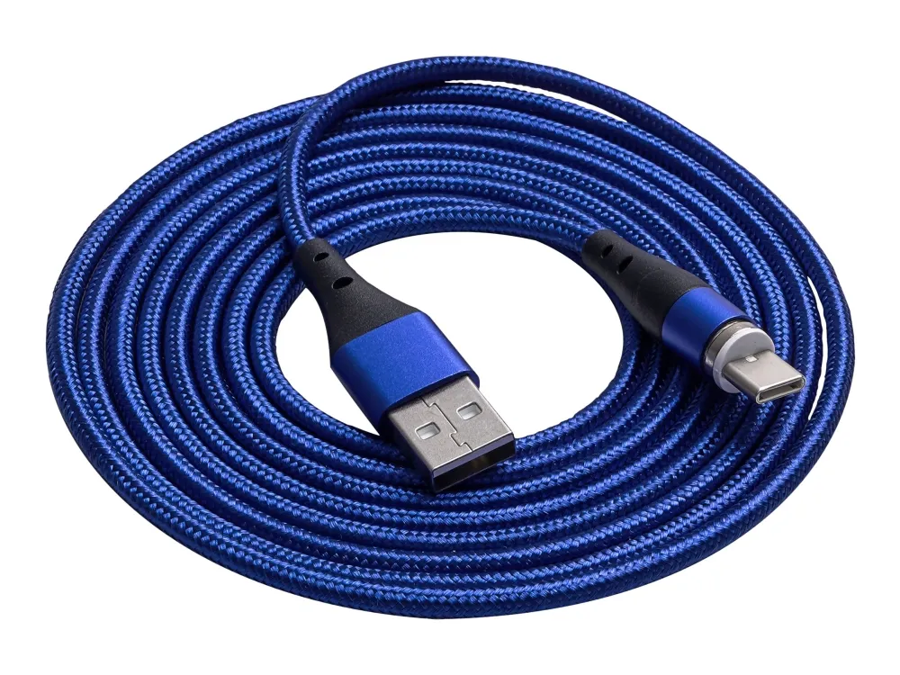 Akyga AK-USB-43 - USB-kabel - USB (hann) til USB-C (hann) magnetisk - 5 / 9 V - 3 A - 2 m - USB Power Delivery (18 W) - blå