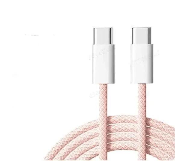 NÖRDIC 1m USB 2.0 USB-C til C-kabel for iPhone 15/15 Pro/15 Plus/15 Pro Max 3A 480Mbps 60W rosa