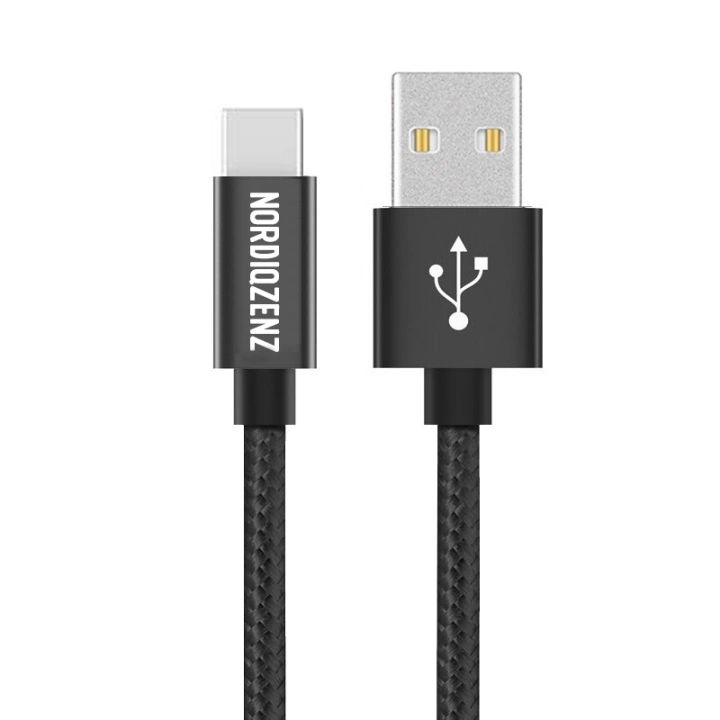 NORDIQZENZ USB-C Tekstilkabel, 50cm, Svart